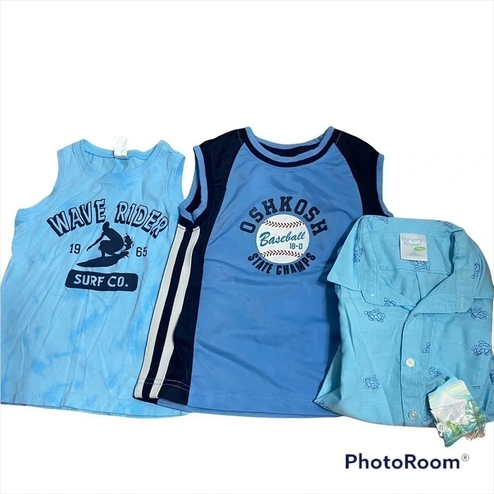 2T Summer Top Bundle Boys Carter’s Tank Top OshKosh Sea Turtle